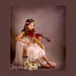 Girl with a violin vinatage style