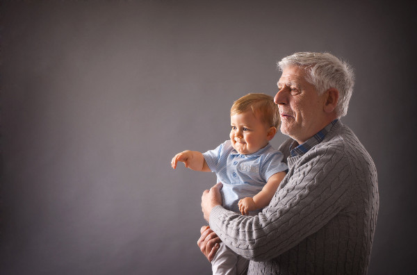 portrait of granddad with grandson